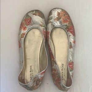 Taryn Rose floral metallic flats